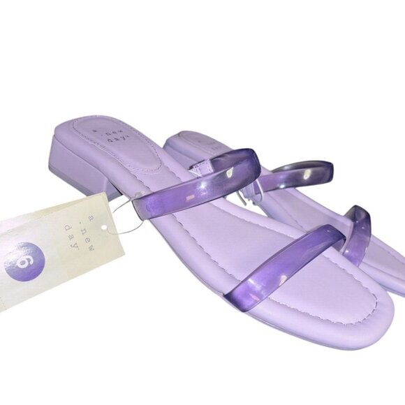 A New Day Lavender Block Heel Sandals With Transparent Straps Size 6 - Picture 4 of 7